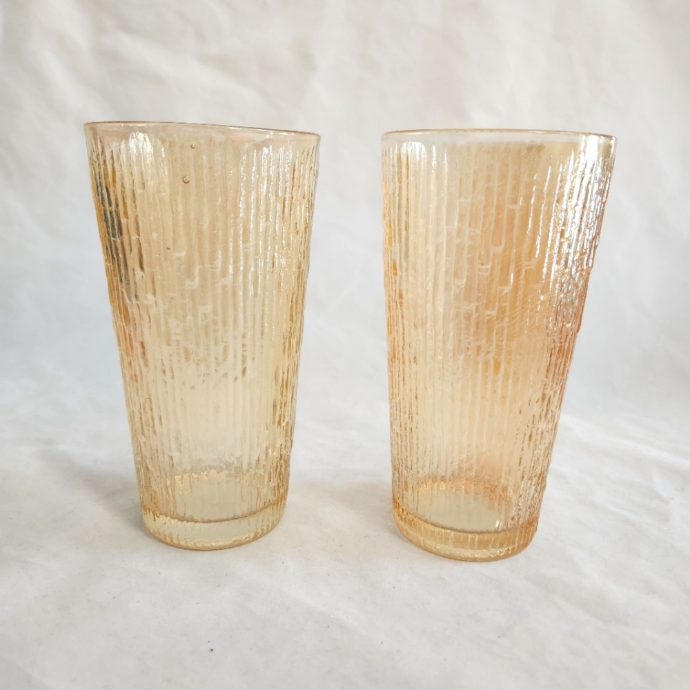 Pair of Jeannette Marigold Carnival Tree Bark Drink Tumblers